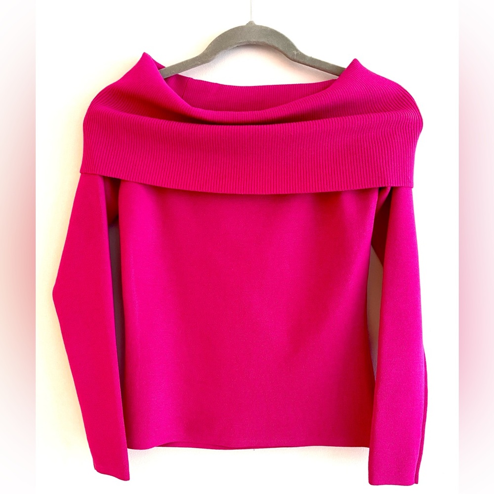 Ann Taylor Fuchsia Off-Shoulder Sweater